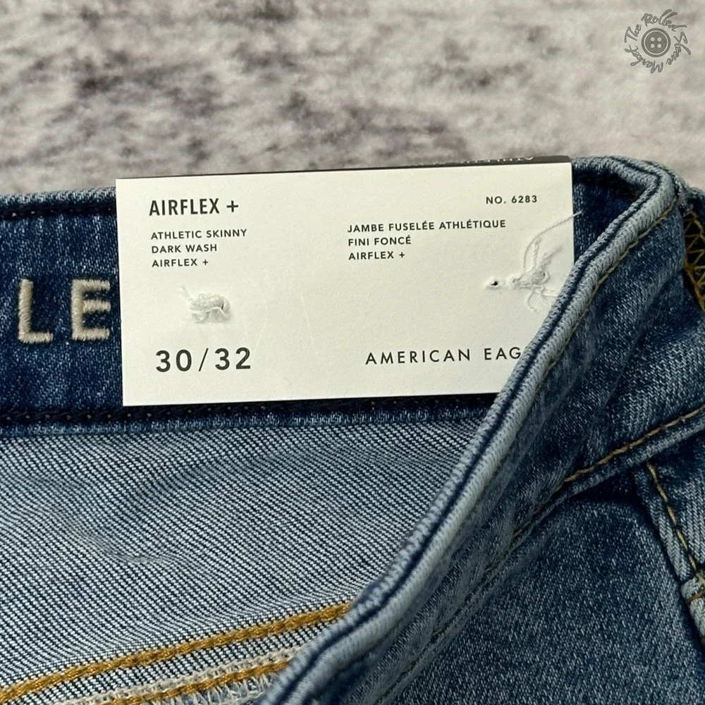 NWT American Eagle AirFlex+ Athletic Skinny Jeans Men's 30x32 Medium Wash 6283